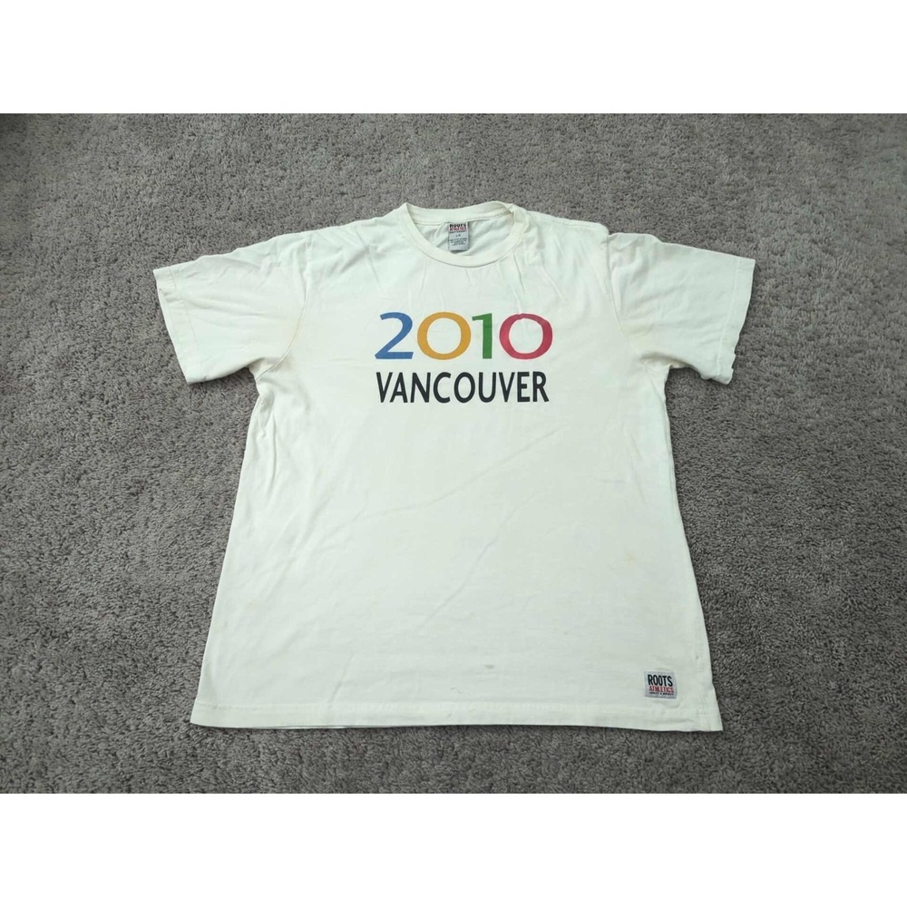 2010 Vancouver Winter Olympics T Shirt Mens Large Roots Athletics Made in Canada